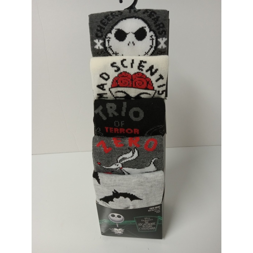 The Nightmare Before Christmas Disney  5 Pair Crew Socks Size 6.5-12